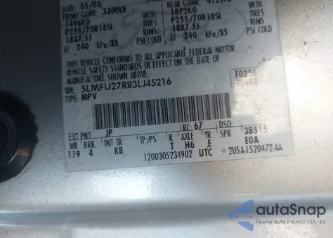 2003 Lincoln Navigator из США, поврежденный, VIN 5LMFU27R83LJ45216